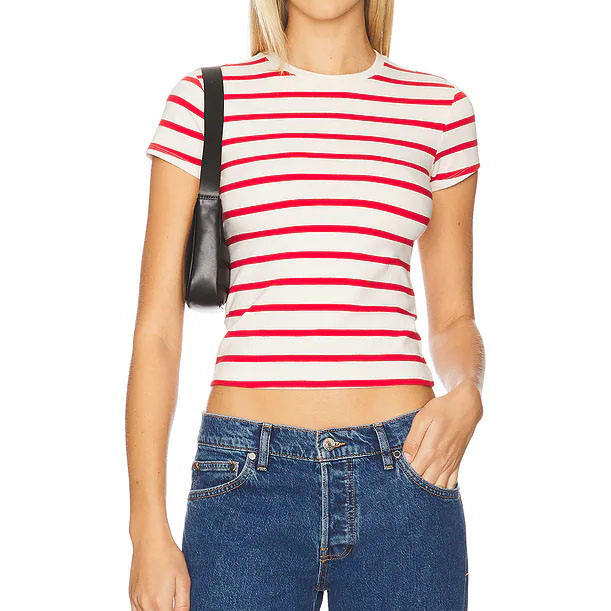 Camiseta Feminina Casual Listrada – 100% Algodão