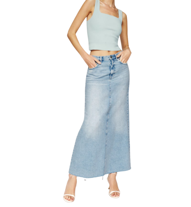 Saia Longa Feminina de Algodão – Jeans Vintage e Elegante