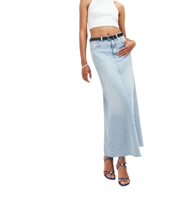 Saia Longa Feminina de Algodão – Jeans Vintage e Elegante